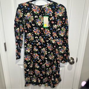 Boden Floral Women’s Long Sleeve Dress - Black with Multicolor US 4R